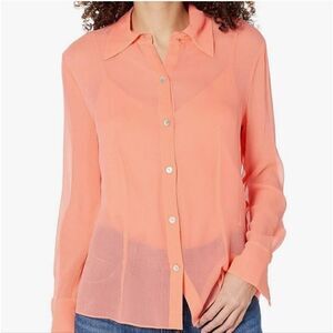 NWT Vince Sheer Crinkled Silk Shirt Style # V936112851 Meduim